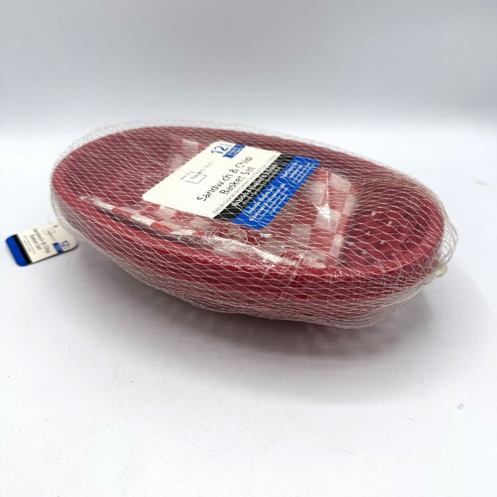 4 Red Plastic Deli Baskets w 8 Liners Sandwich & Chip Set NWT & SEALED